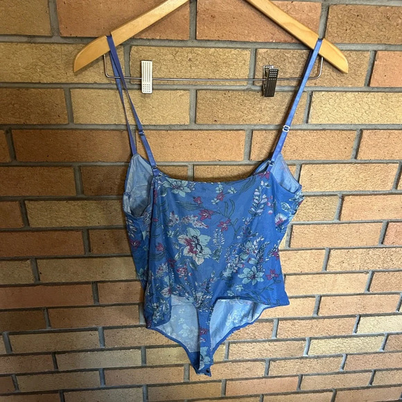 NWT Intimately Free People Night Rhythm Bodysuit Blue Floral Mesh Size XL - Picture 6 of 7